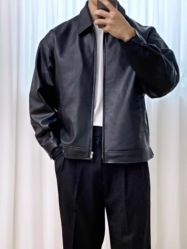 Chaqueta de cuero casual para hombre