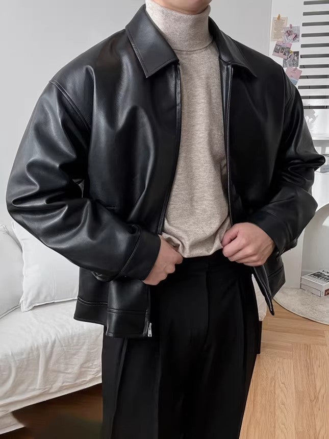Chaqueta de cuero casual para hombre
