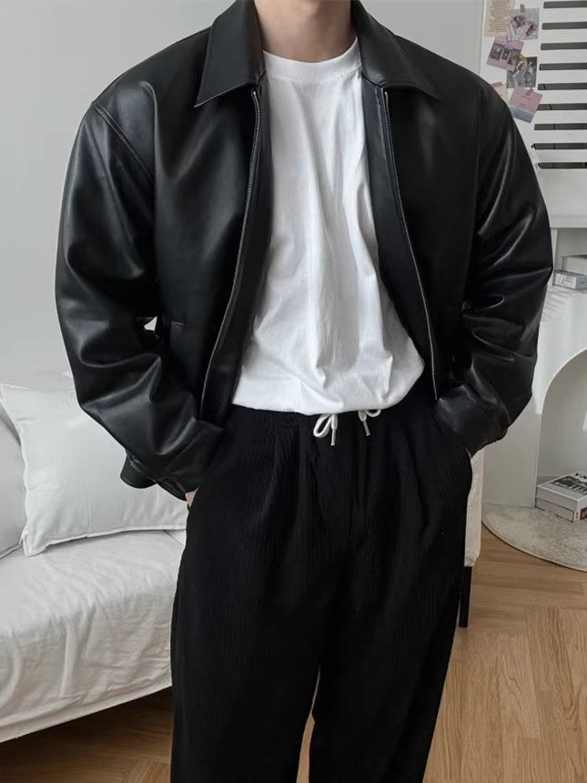 Chaqueta de cuero casual para hombre