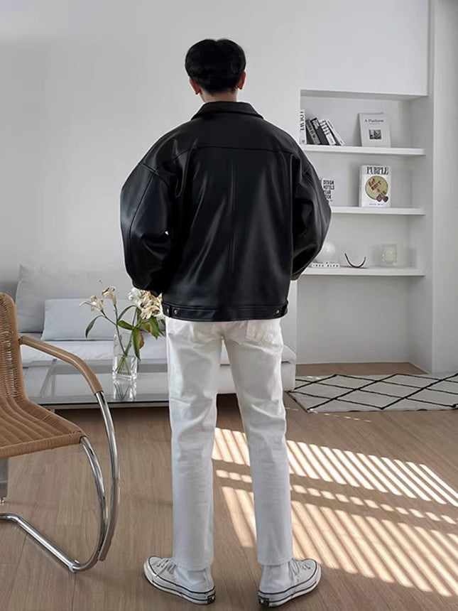 Chaqueta de cuero casual para hombre
